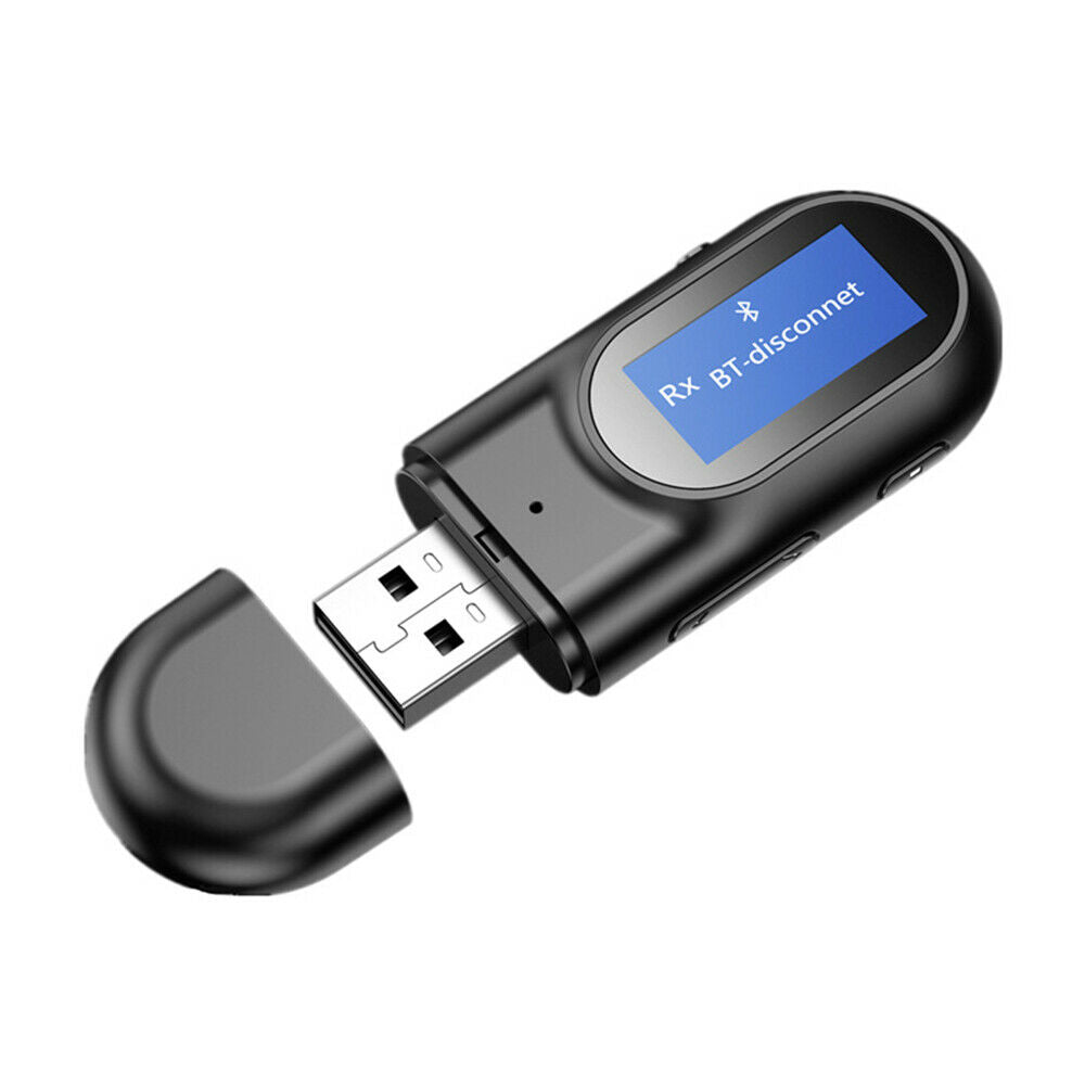 USB Bluetooth LCD Display Transmitter Receiver AUX Audio Adapter for TV/PC/Car