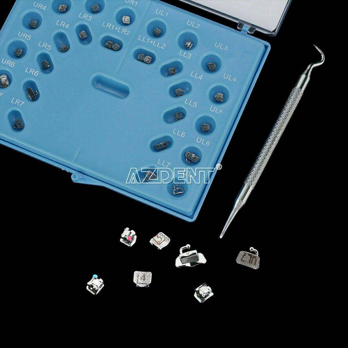 Self-Ligating Brackets with Buccal Tube MBT 022" 345 Hooks Dental Orthodontics