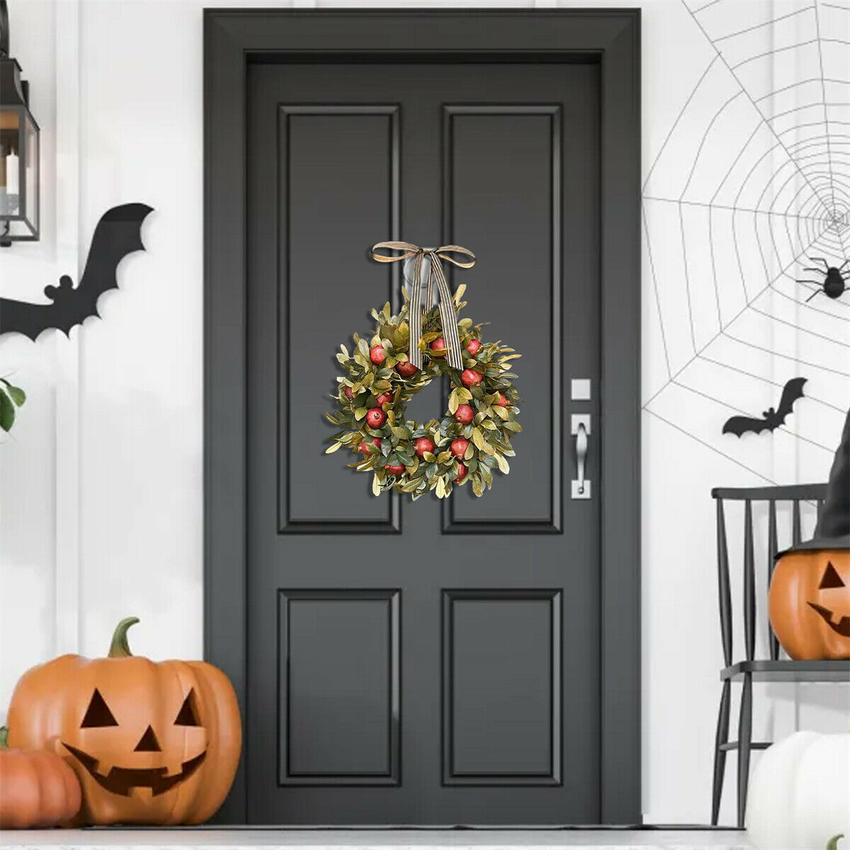 Fall Pomegranate Wreath Green Plants Indoor Outdoor Home Window Wall Decoration