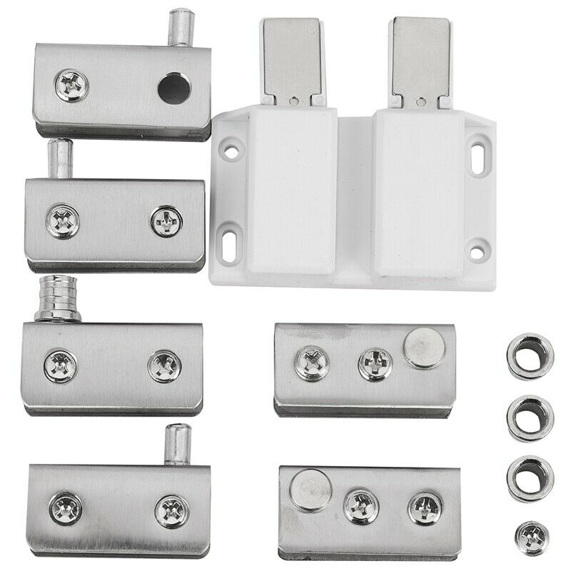 Stainless Steel Glass Door Pivot Hinge Double Head Magnetic Catch Set for 5-8MJ5