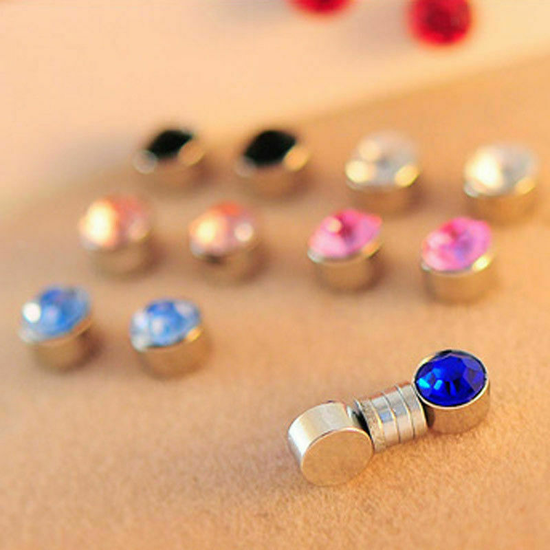 12 Pair Stainless Steel Magnetic Stud Earrings Non-piercing Mens Womens Jewelry