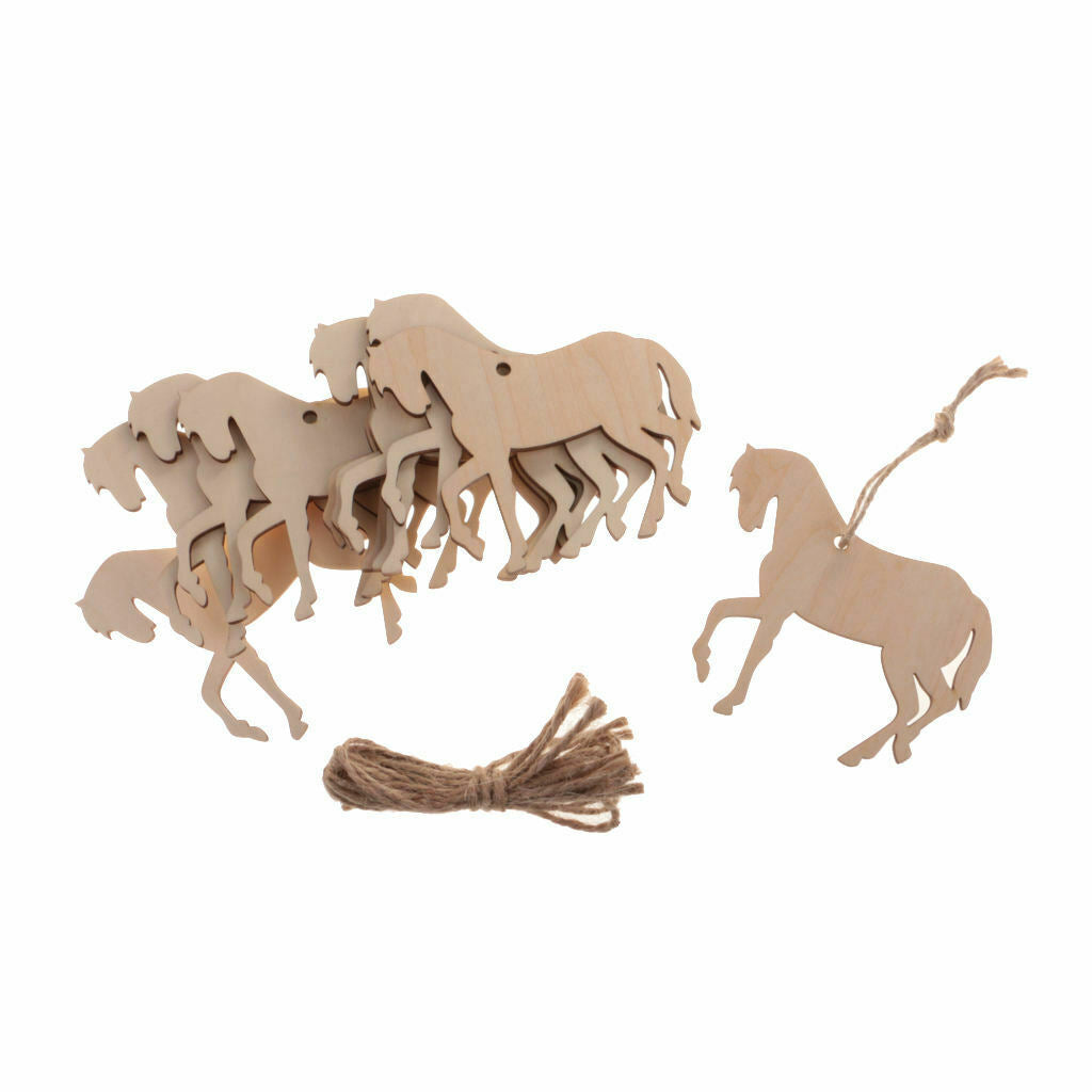 30 Pieces Natural Wood Horse Shape Wooden Pieces Cutouts Ornament Embellishment