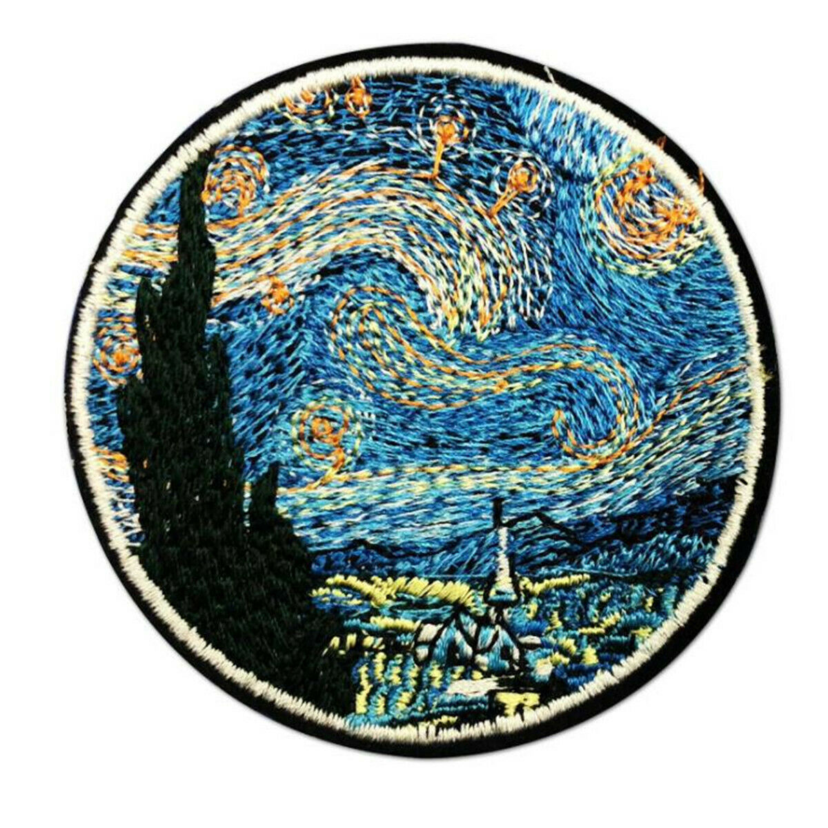 2X The Star Night Painting Embroidery Iron On Patches Clothes Applique Stickers
