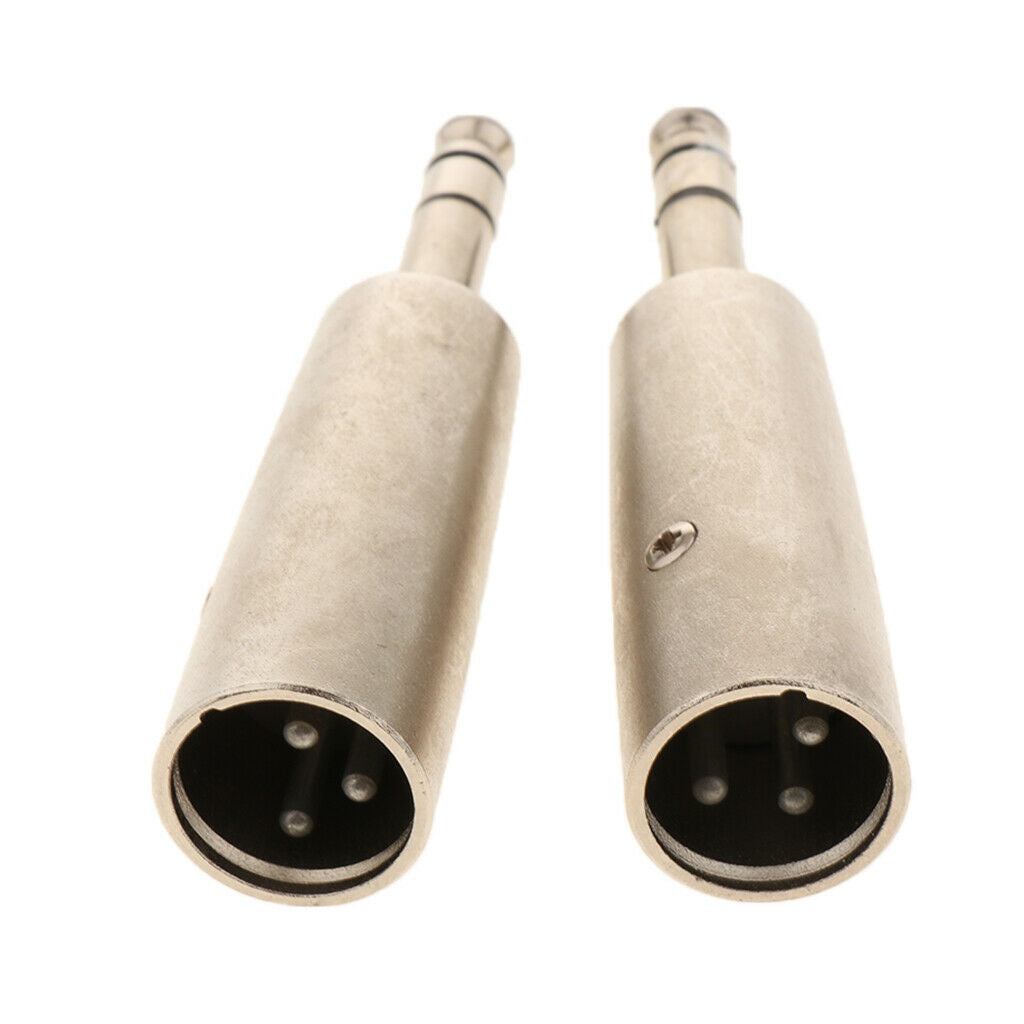 1 Pair / 2x 3Pin XLR Male Plug Connector to 6.35mm Mono Male   Audio