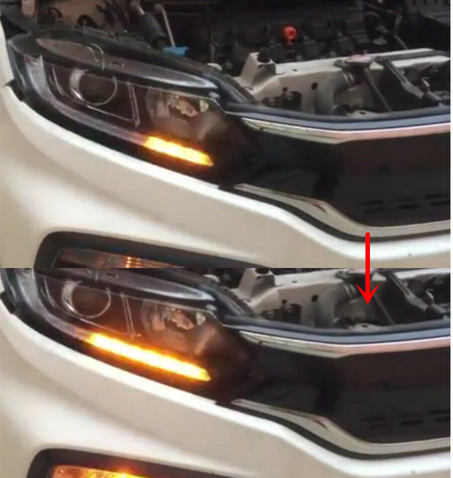 1 Pair Dual Colors LED DRL Headlight Eyebrow Sequential Turn Signal Strip Light