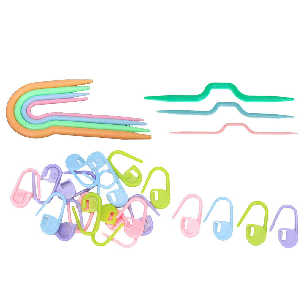 Knitting 20 Crochet Stitch Pad 4 Curved J Hooks with 3 Cord Needles Set