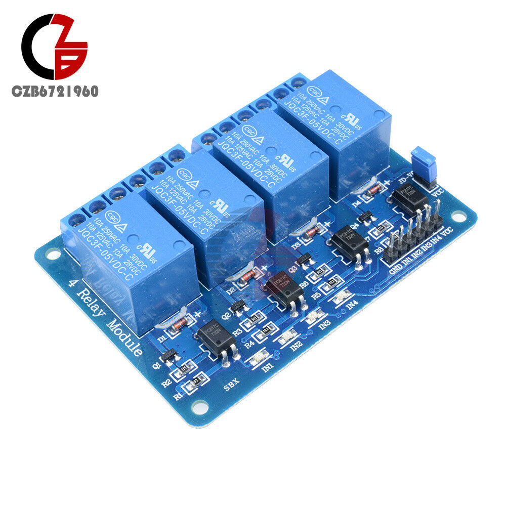10PCS Four 4 Channel Relay Module DC 5V With Optocoupler Arduino PIC ARM AVR DSP