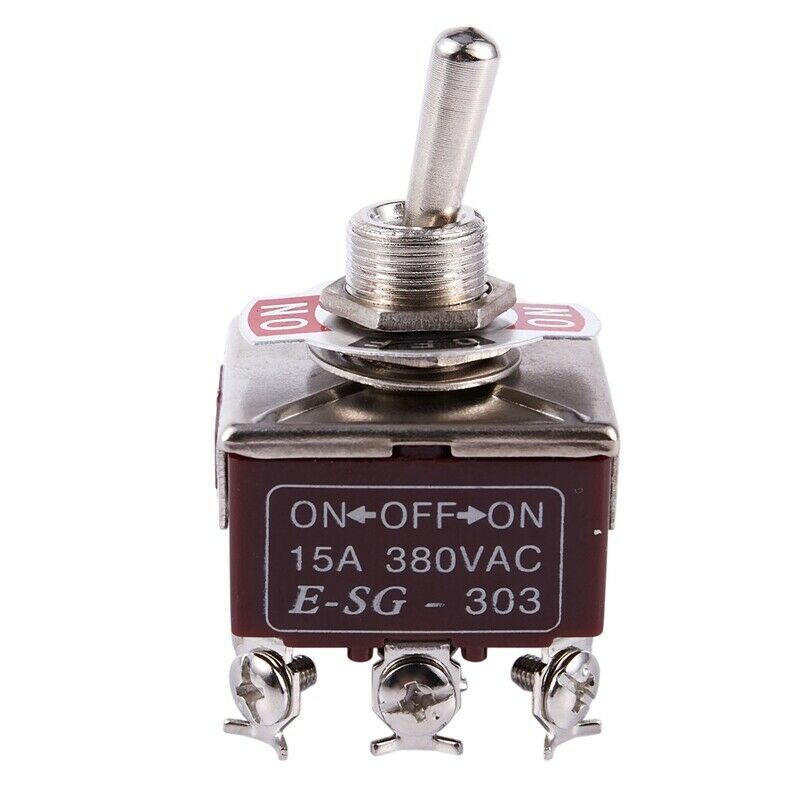 3PDT On/Off/On 3 Postion 9 Screw Terminals Toggle Switch AC 250V 15A E1X5X5