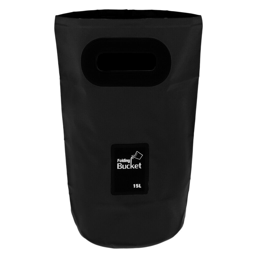 Camping Folding Storage Bucket Outdoor Barrel with Carry Handle Black