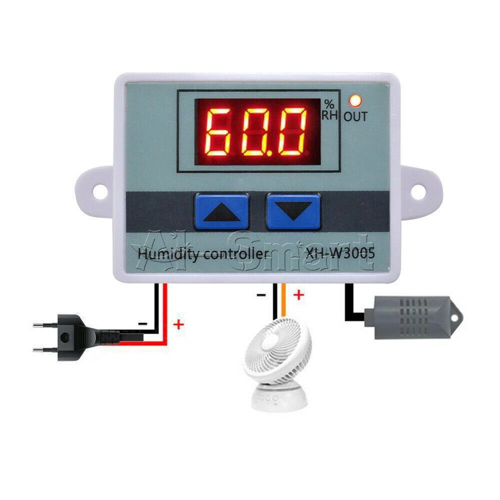LED Digital Display Humidity Controller W3005 AC110-220V 1500W ABS