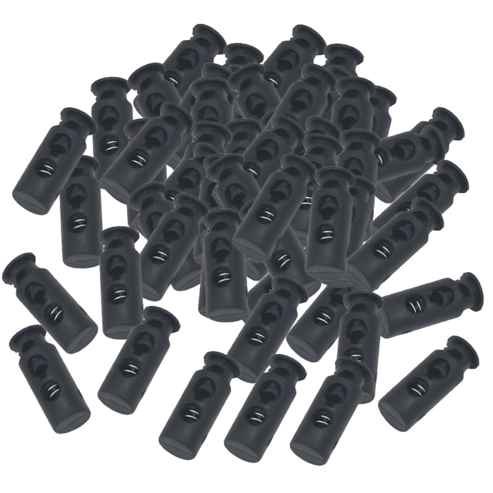 100x Plastic Cord Lock End Toggle Spring Drawstring Stopper Sliding Clip 2