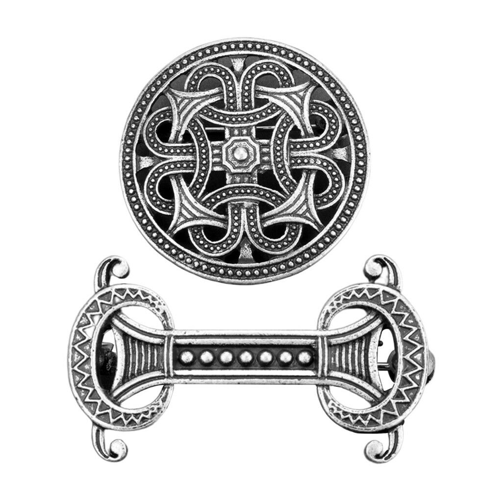 2pcs Ancient Viking Symbol Brooch Cloak Coat Collar Jewelry Buckle Pin