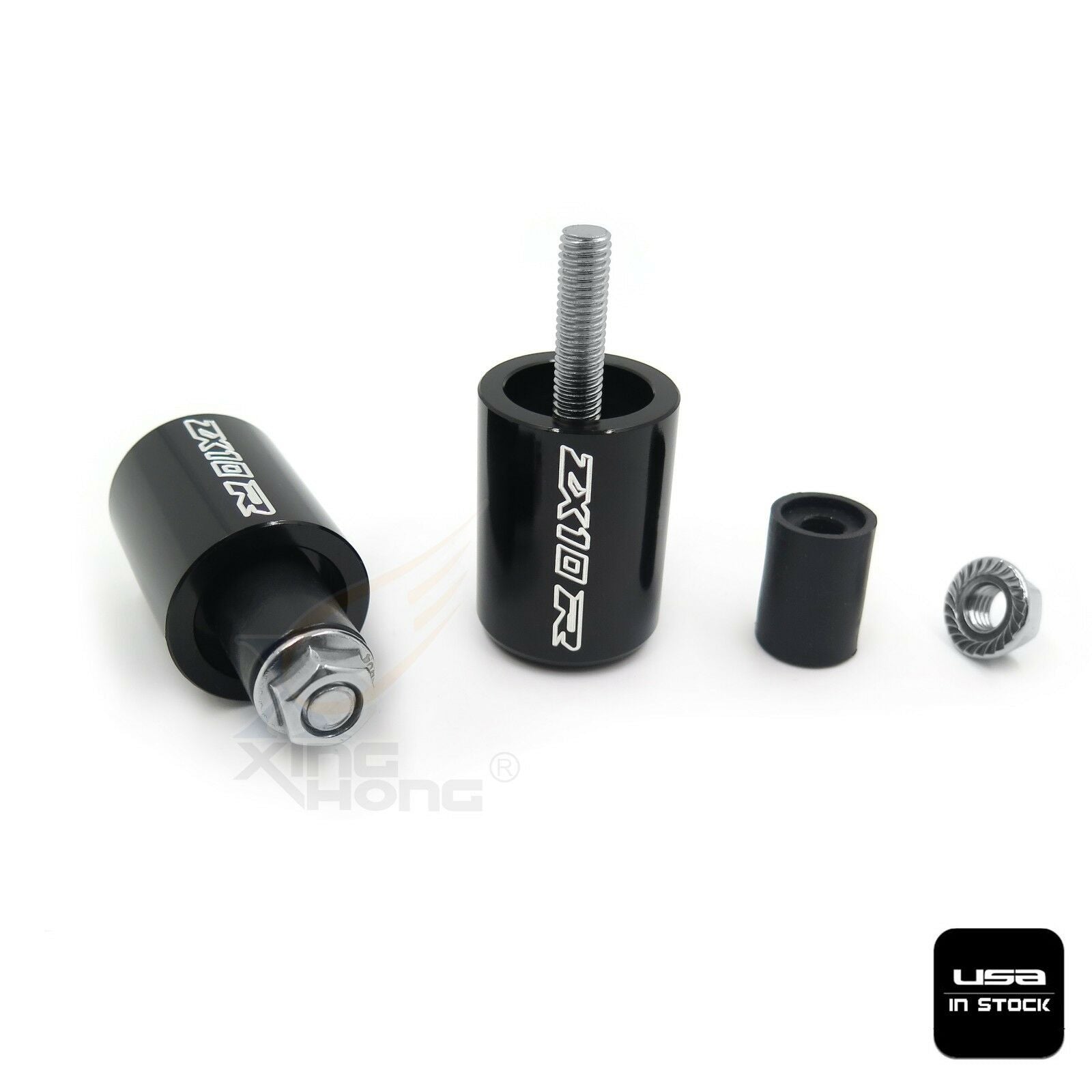 BLACK Bar End Slider Kit Rubber for Kawasaki Ninja ZX10R 06-07 /ZX12R 00-05