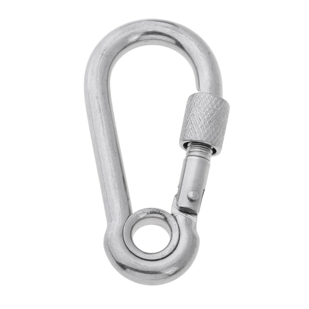 2X Stainless Steel Safety Carabiner Spring Screwgate for Camping Hammock 6x60mm