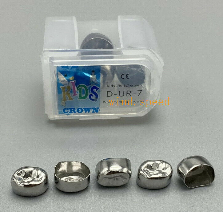 5Pcs Dental Kids Primary Molar Crowns UR-D7 Stainless Steel Preformed Pediatric