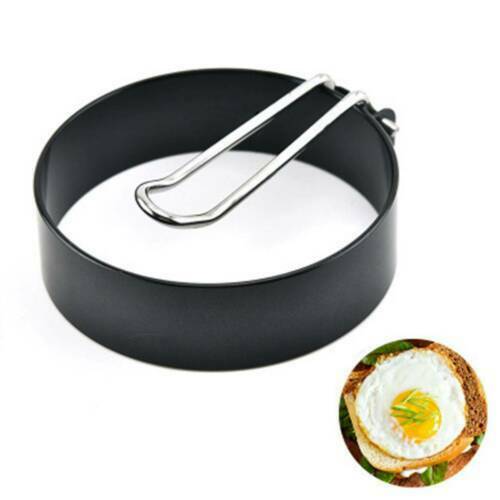 Non Stick Metal Egg Ring Frying Perfect Circle Round Fried/Poached Mould +Handle