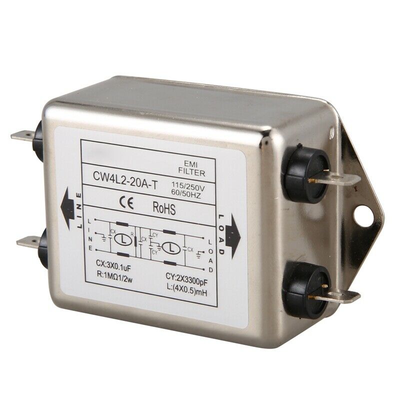 Power EMI Filter CW4L2-20A-T Single Phase AC 115V / 250V 20A 50/60HZ X7U5