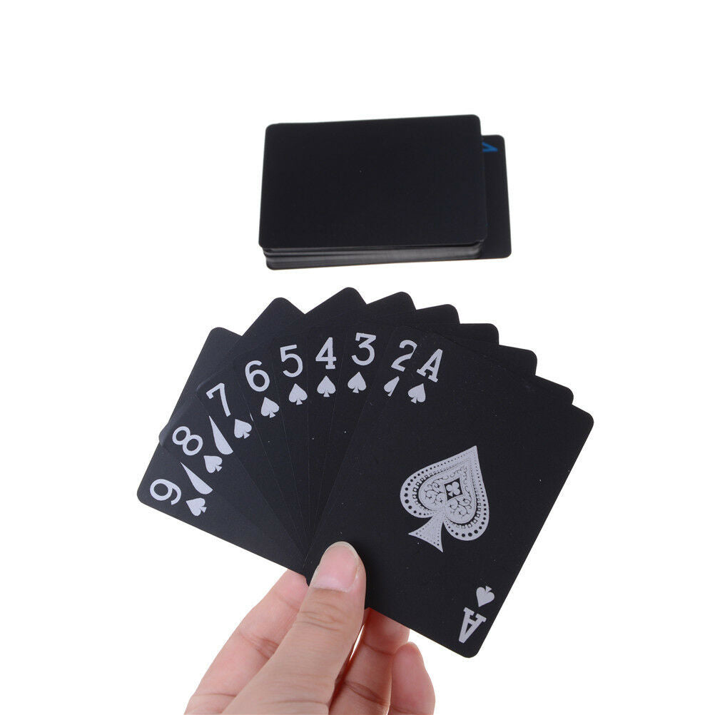 Black Plastic PVC Poker Waterproof Magic Playing Cards Table Gam YU_.l8