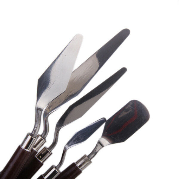 5Pcs Stainless Steel Spatula Palette Knifes with Wooden Handle 10cm Length