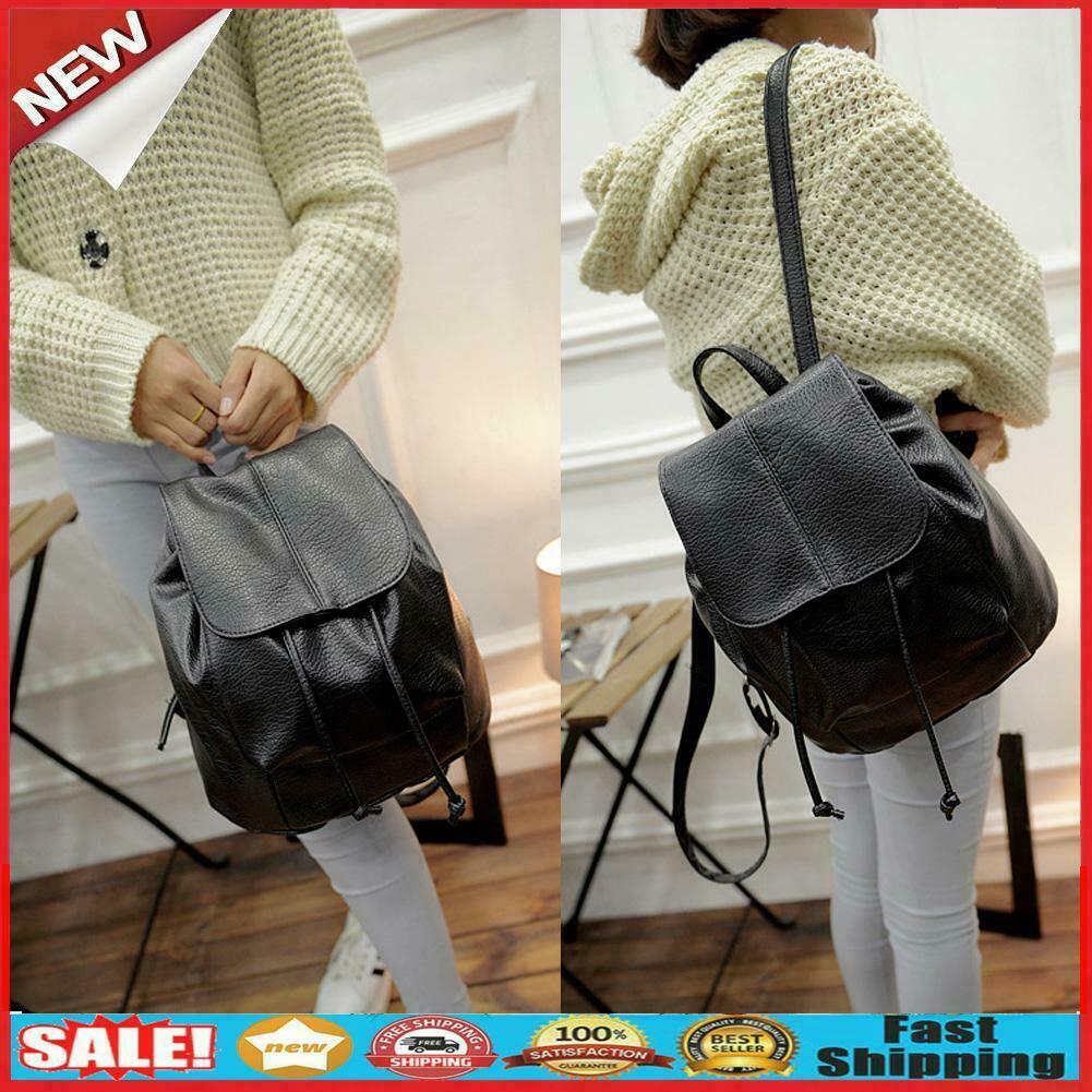 Leisure PU Leather Multi-Function Women Travel Backpack Schoolbag @