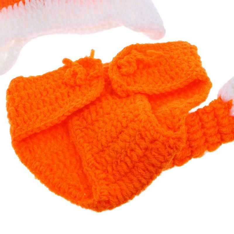 Newborn Infant Photography Props Baby Hat & Pants Costume Hand Crochet Fox Baby