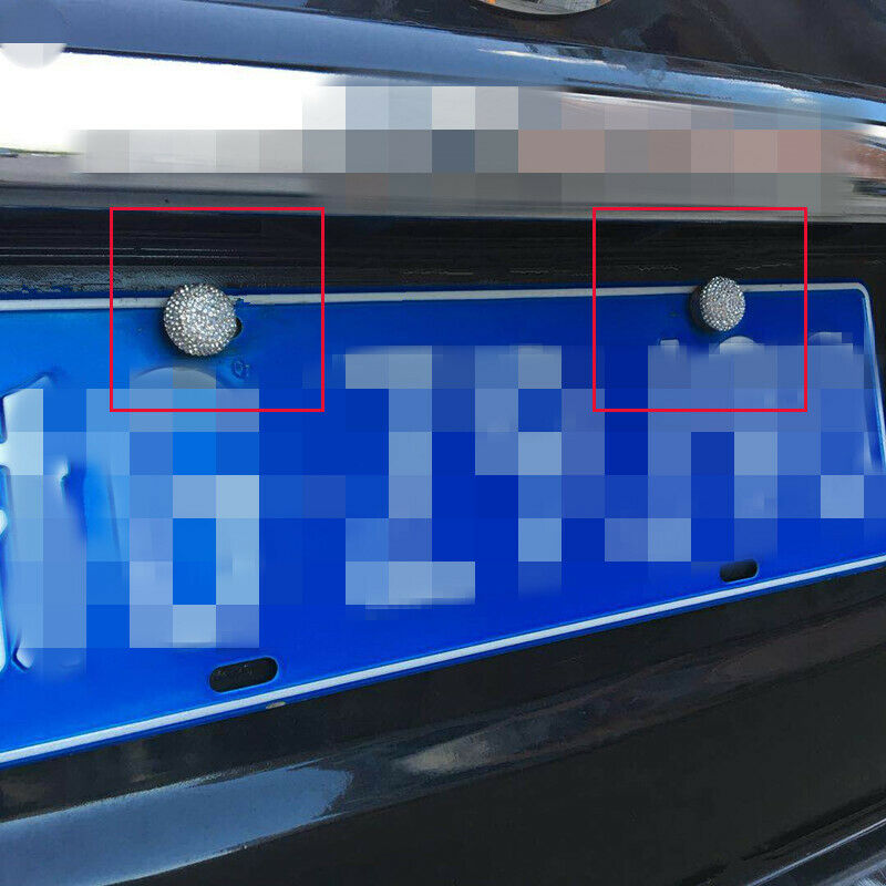 2X Autos Diamond Bling Covers Screw Bolt Cap Crystal Sparkle License Plate Frame