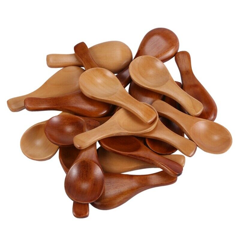 20 Pieces Small Wooden Spoons Mini Condiments Sugar Seasoning Salt Honey TeaspS1