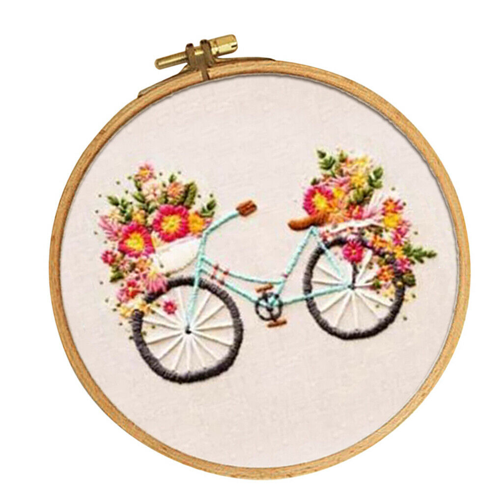 Full Range of Embroidery Starter Kit with Bicycle Floral Partten, Cross Stitch