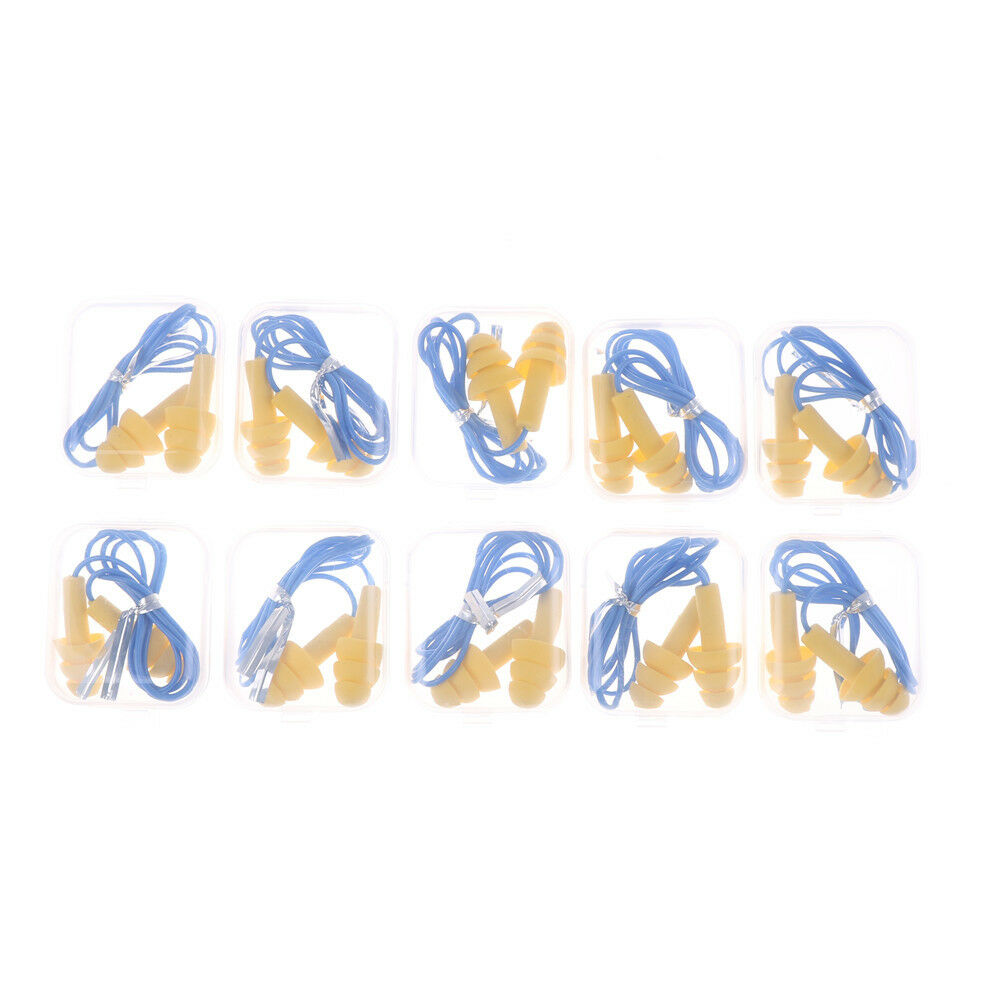 10Pair Soft Silicone Ear Plug Reusable Hearing Protection Earplug With Corded Qx