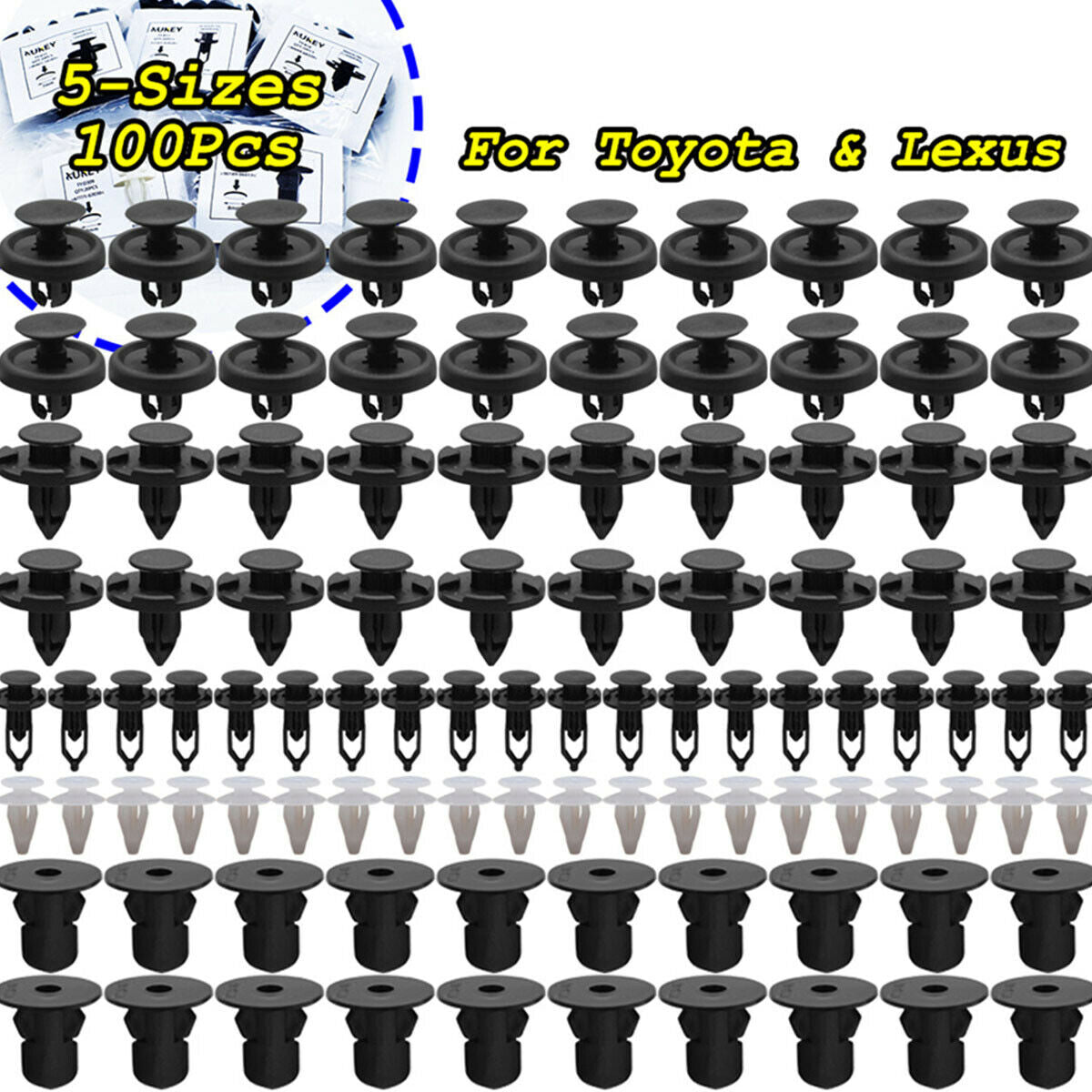 Push Rivets Panel/Moulding Clips Lock Nut Set For Door Trim Bumper Panel Fender