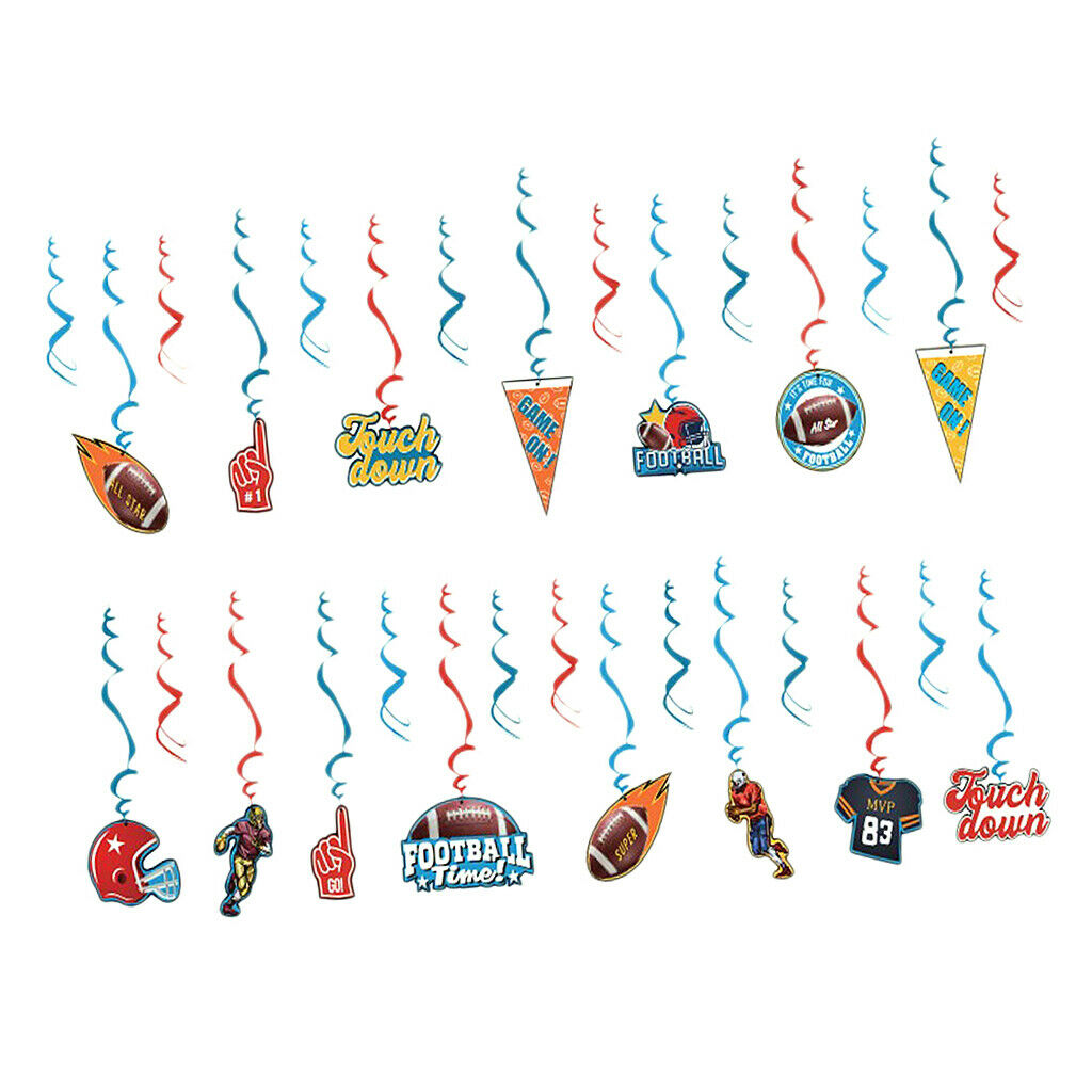 Pack of 30pcs Football Hanging Swirls Decorations Kit Sports Games Day Birthday