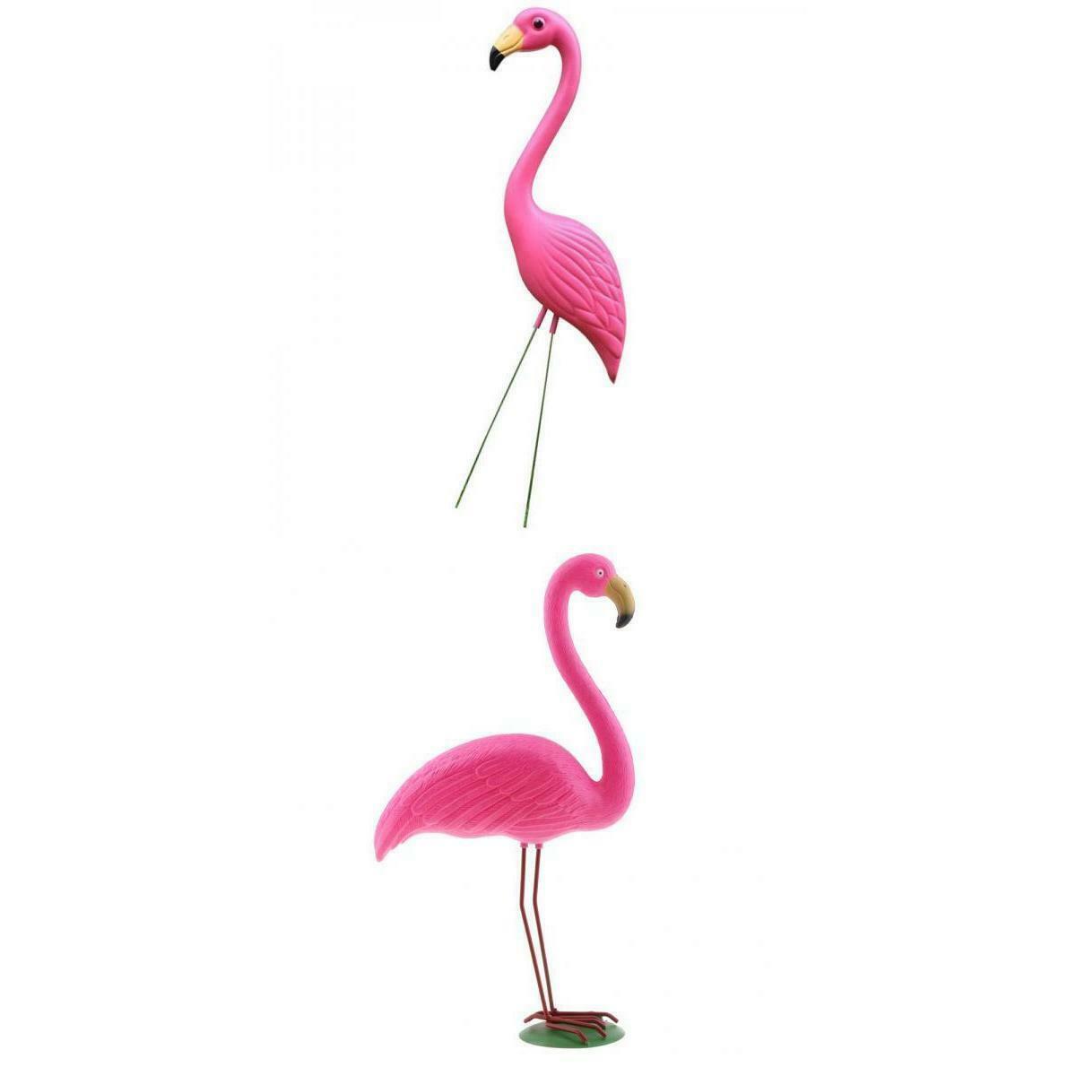 Set F 2pc Vivid Pink Flamingo Yard Simulation Flamingoes Lawn Yard Art Decor