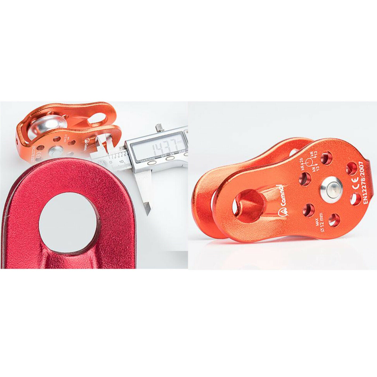 26KN Triple Attachment Pulley / Hitch Climbing Arborist for 12mm Rope Orange