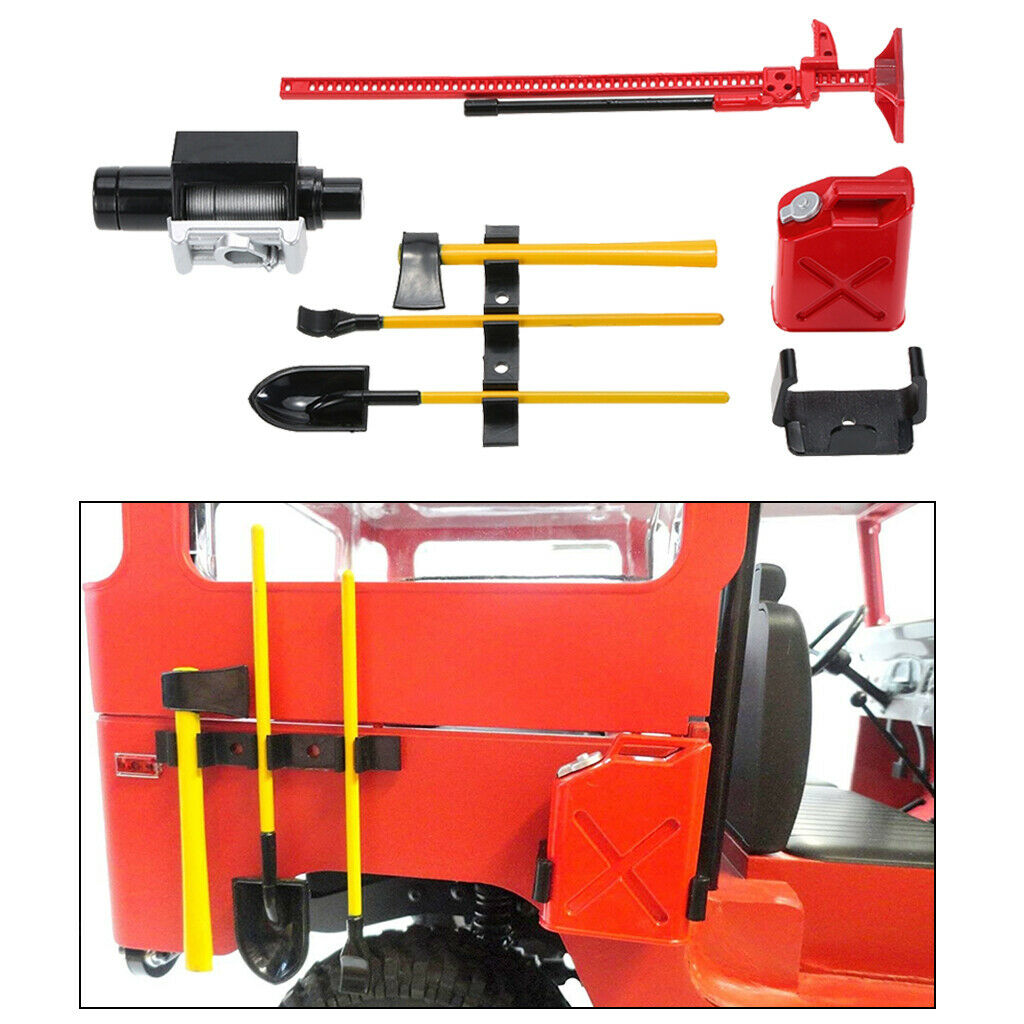 RC Rock Crawler 1/10 Fuel Tank Winch Jack Tools Kit Tow Hook Chain for RC4WD