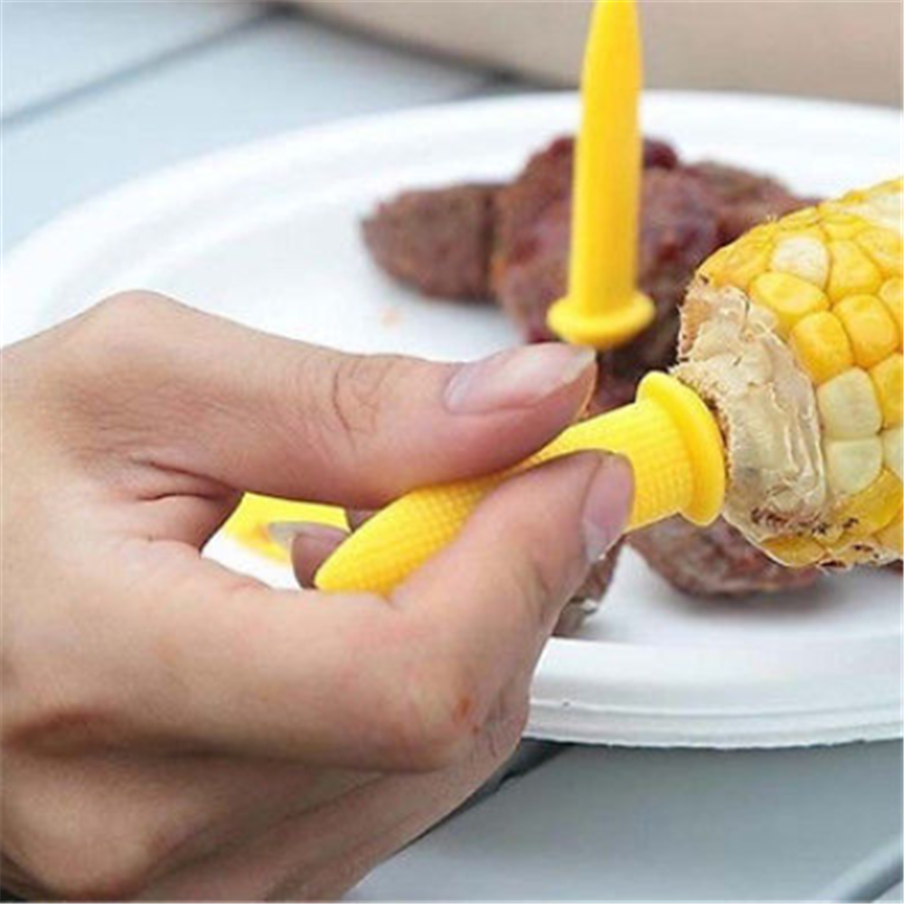 10PCS Lovely Safe BBQ Kitchen Corn on the Cob Holders Skewers Prong Fork Picks