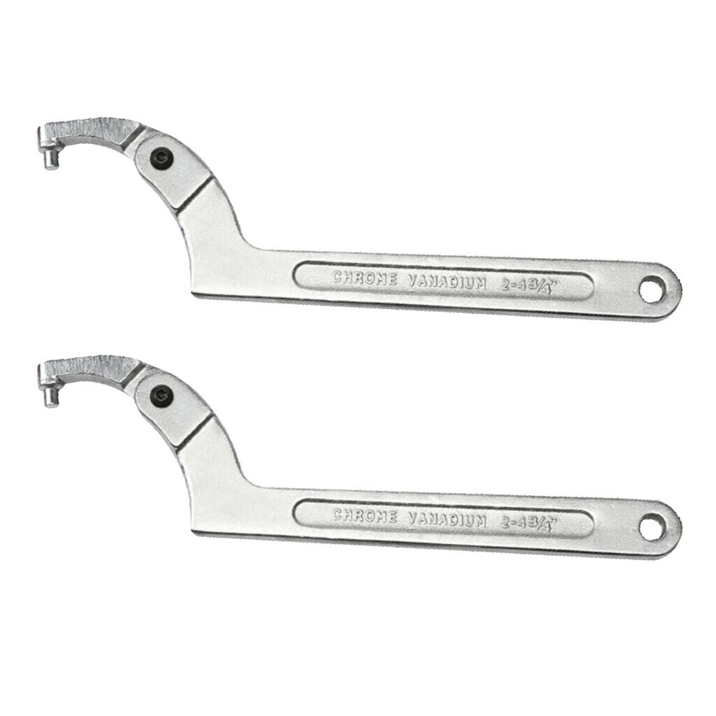2pcs Chrome Vanadium Adjustable Spanner Hook Wrench Tool 19-51mm Round Head