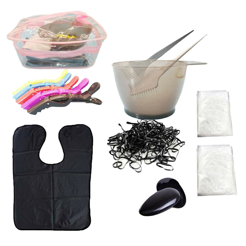 15Pcs Hair Coloring Tools Dye Comb Disposable Mixing Bowl Hair Clips Set