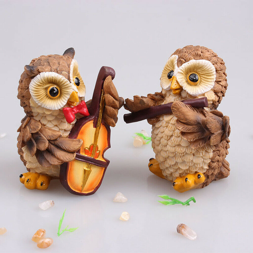 4x Owl Statue Garden Yard Lawn Decor Animal Sculpture Ornament Home Decor
