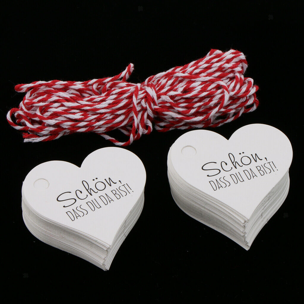 Lots 100 Kraft Gift Tags Label Luggage Blank + Strings Wedding Scallop White