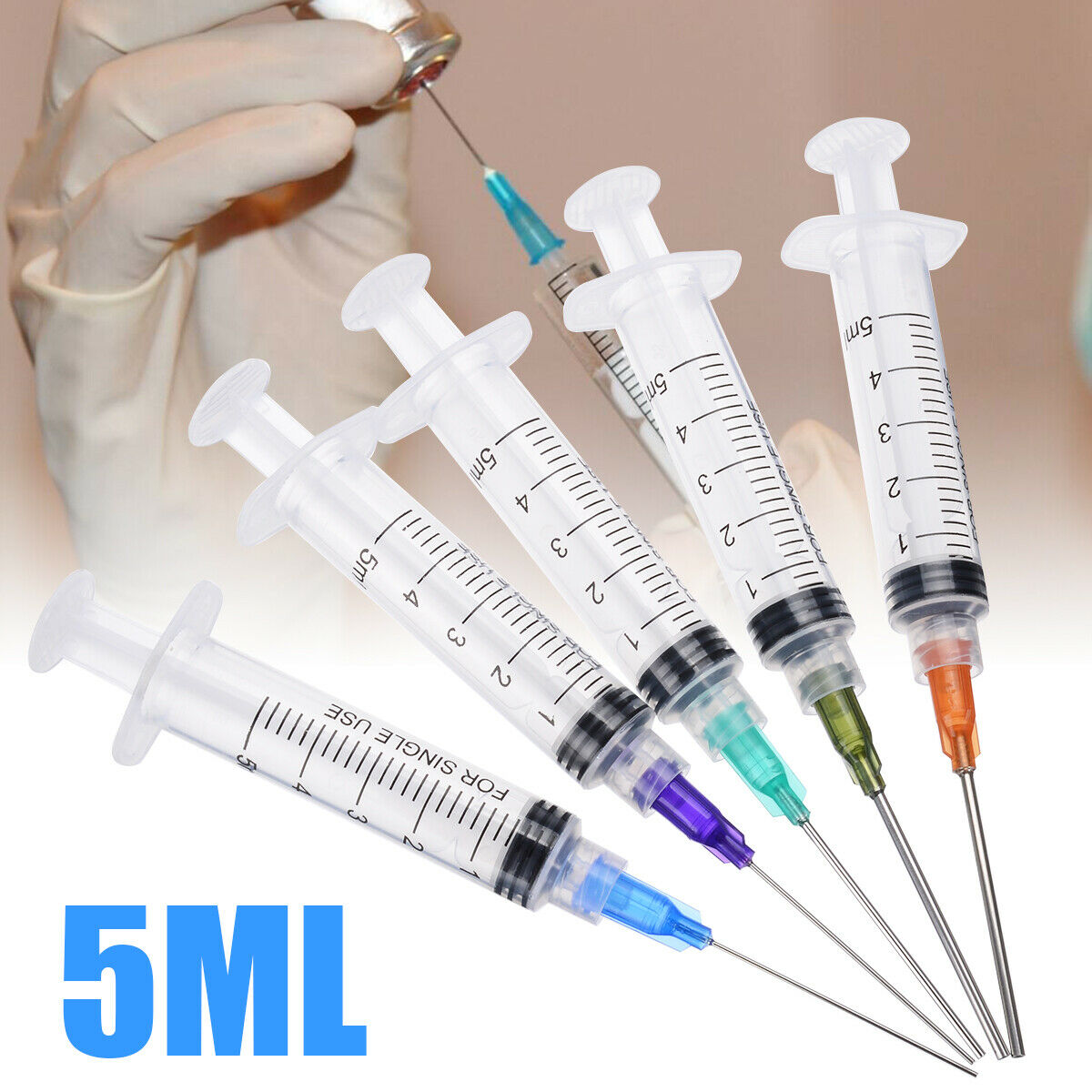 5x 5ml Syringe Crimp Sealed-Blunt Chemical Tips 1.5'' For Liquid Glue Oil Ink