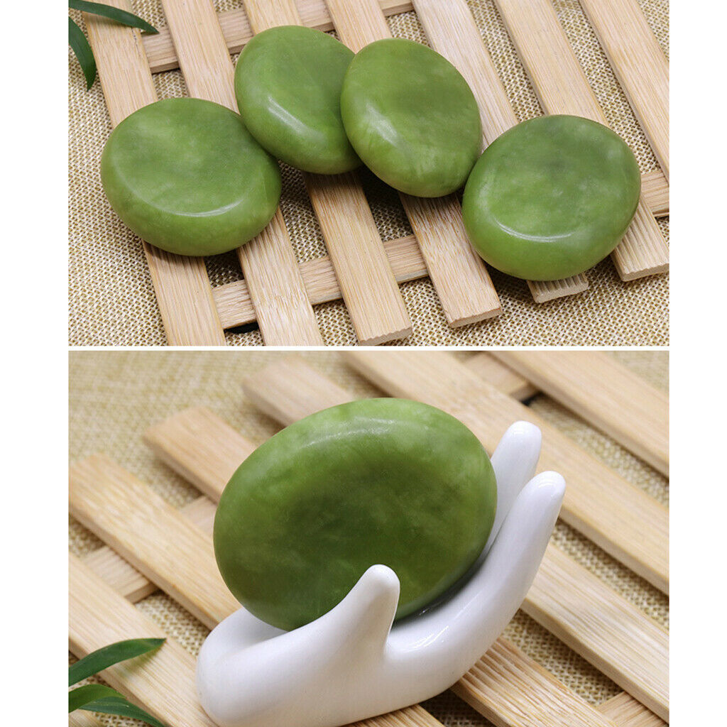 2 Pack Professional Oval Massage Soothing Jade Stones Rocks Set for Hot Spa