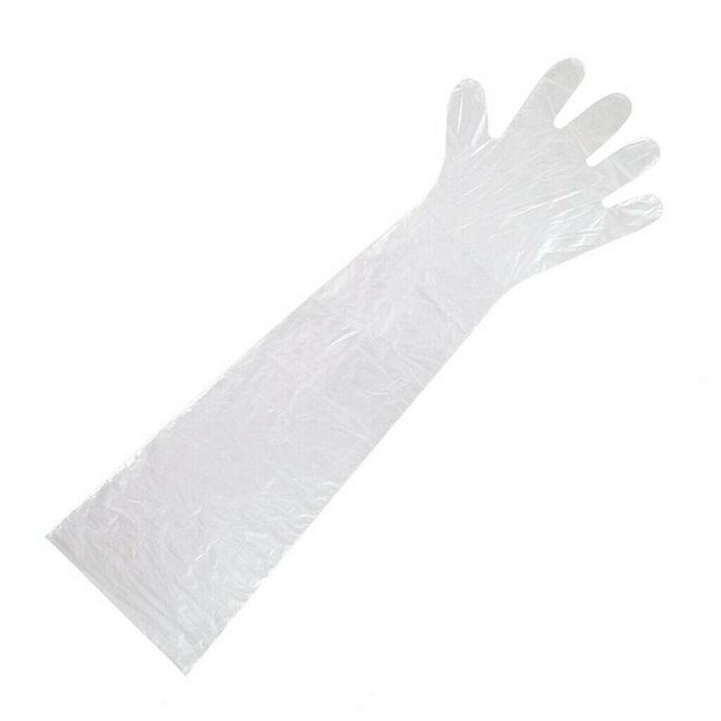 Transparent Long Arm Length Disposable Pond Aquarium Veterinary Gloves x100
