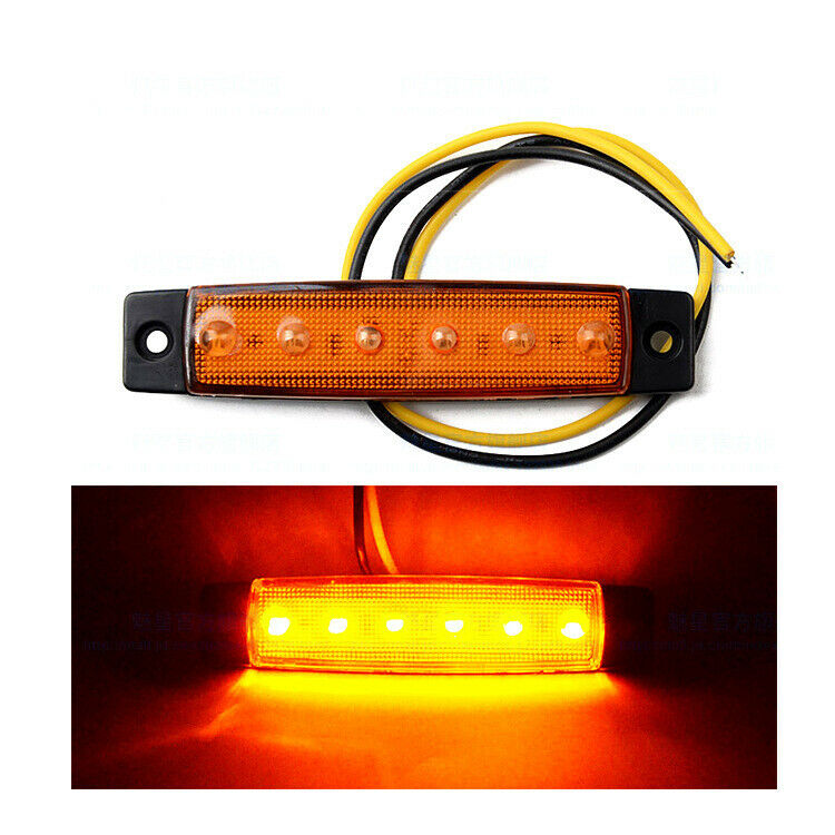 20x Universal 3.8" Red/Amber 6LED Side Marker Light indicators Truck Trailer Bus