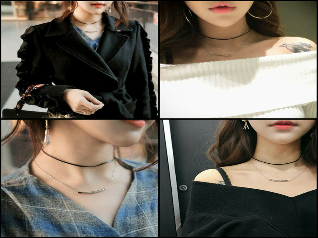Celebrity Style Golden Bar Tube Necklace Pendant