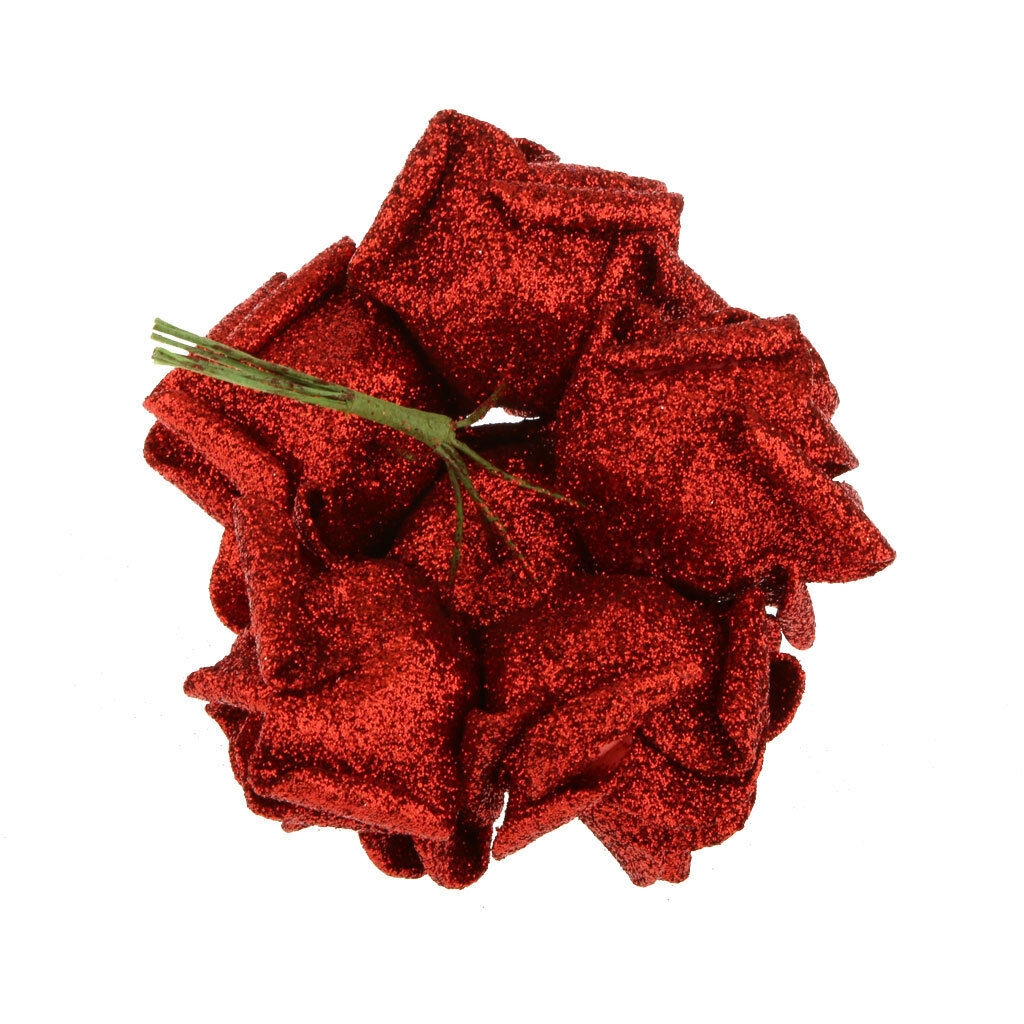 12Pcs Foam Roses Glitter Powder Flower Bouquet Wedding Xmas Day Decor Red