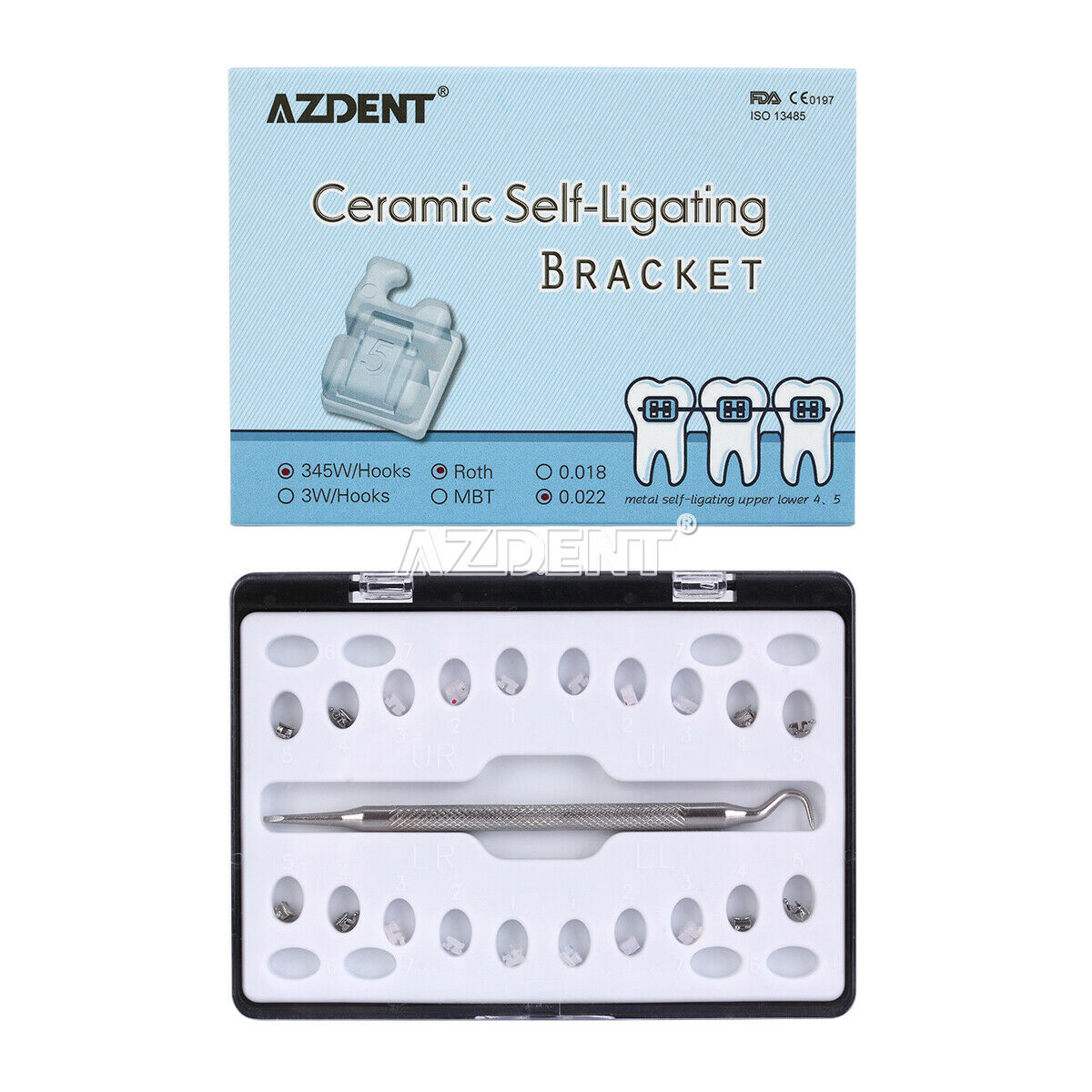 Dental Orthodontic Clear Ceramic Self-ligating Brackets Braces Roth 022 Hook 345
