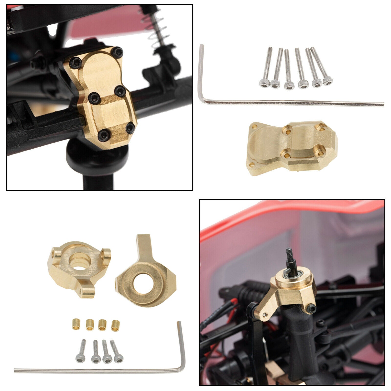 Metal Brass Steering Knuckle Cups Diff Cover Fit for Axial SCX24 1/24 Parts