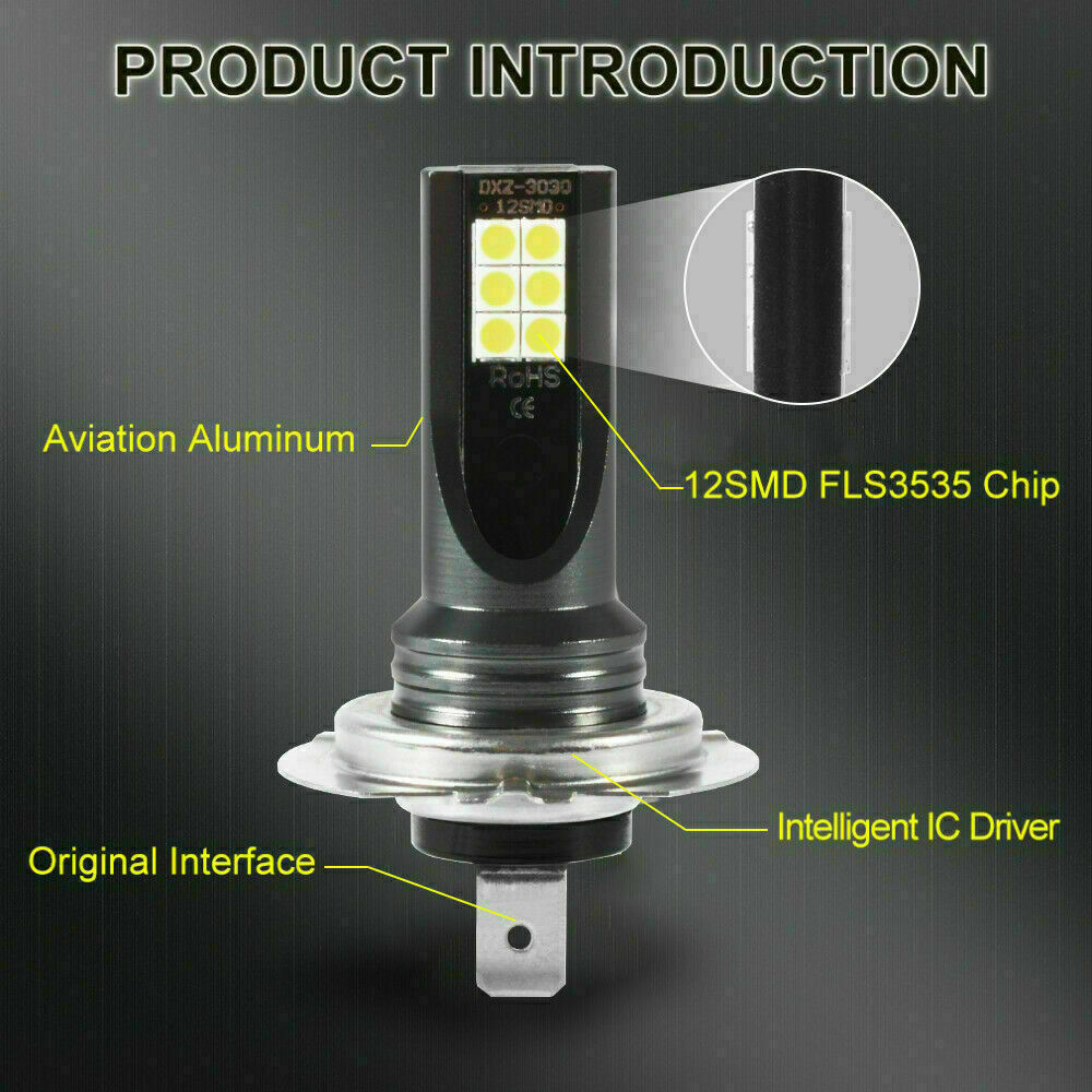 2Pc H3 LED Headlight Kits 110W 20000LM FOG Light Bulbs 6000K Driving DRL Lamp
