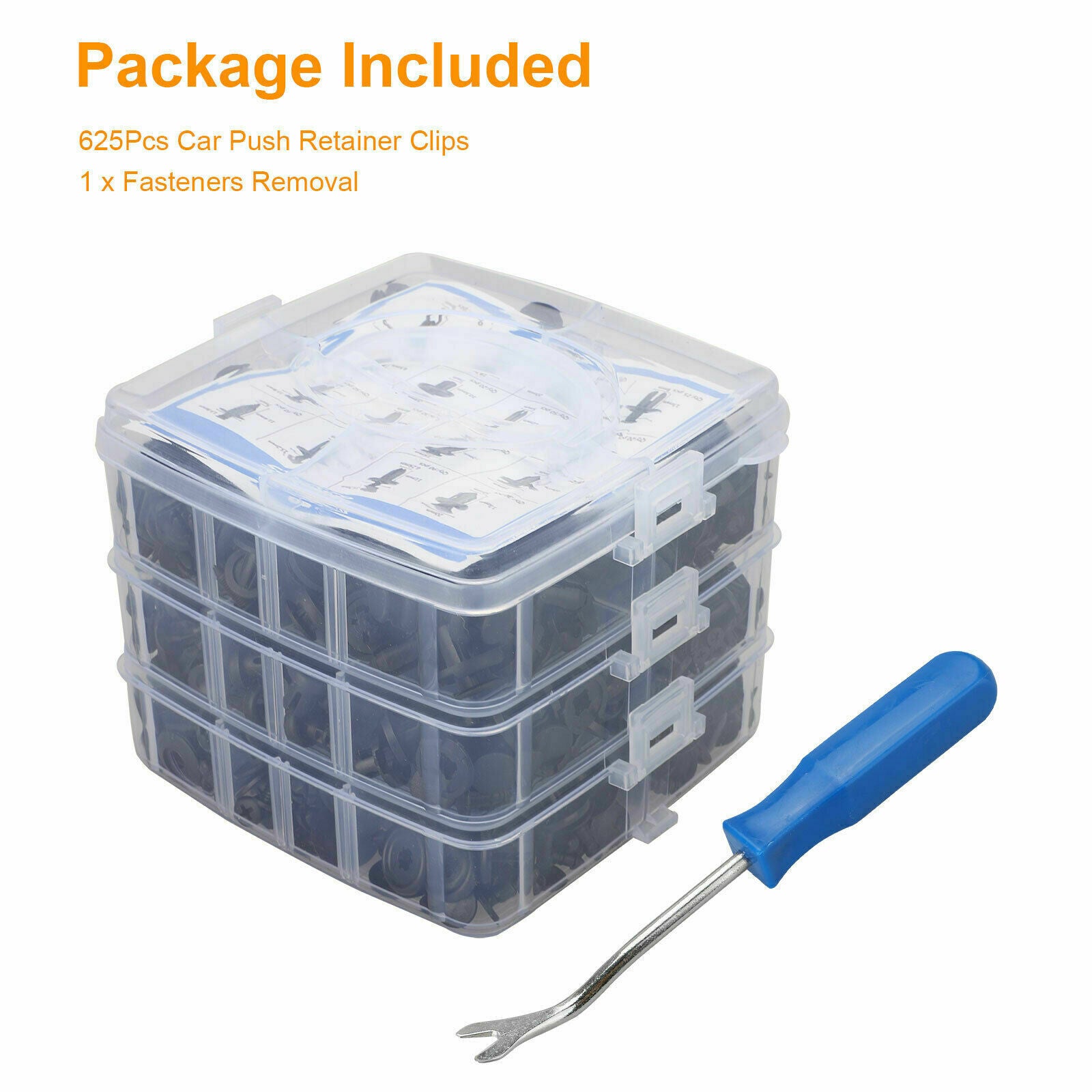 625Pcs Car Retainer Plastic Auto Fasteners Push Trim Clips Pin Rivet Bumper Kit
