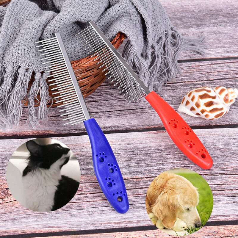 Pet Dog Cat Metal Double Row Teeth Brush Grooming Hair Comb Rake Tool Use.l8